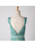 Dusty Blue Chiffon Twist Front Sleeveless Bridesmaid Dress